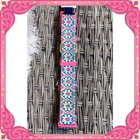 XL Petsmart Floral Bow Tie Nylon Dog Collar Adjustable Pink White Blue Flower - Picture 6 of 7